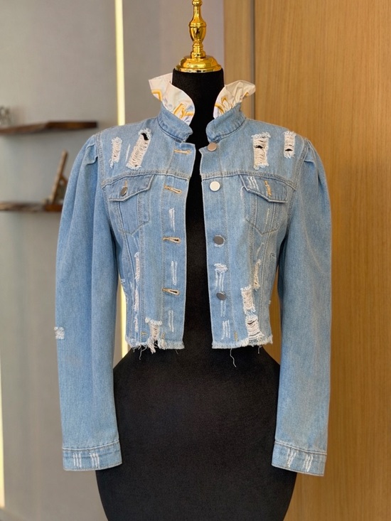 Jackets & Blazers - JEANS Distressed Cropped Denim Jacket | Street Muse